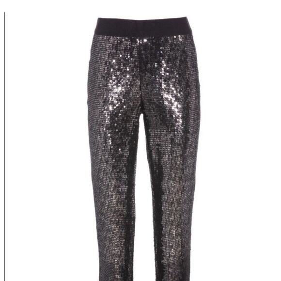 Alice + Olivia Sequence Straight Leg Pull On Pant Black Cocktail Small Vegas i17 - Picture 3 of 9